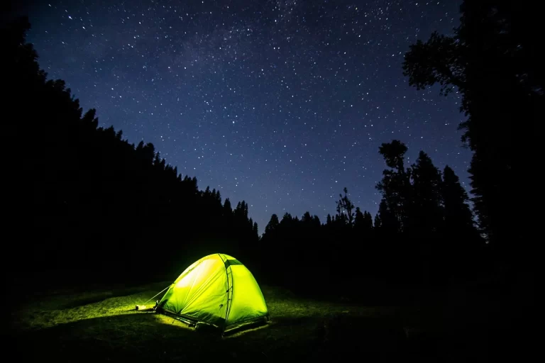 12 Volt Camping Lights brightening the tent